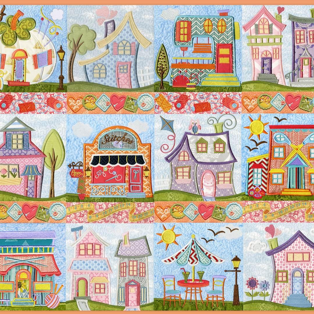 houses on a quilt