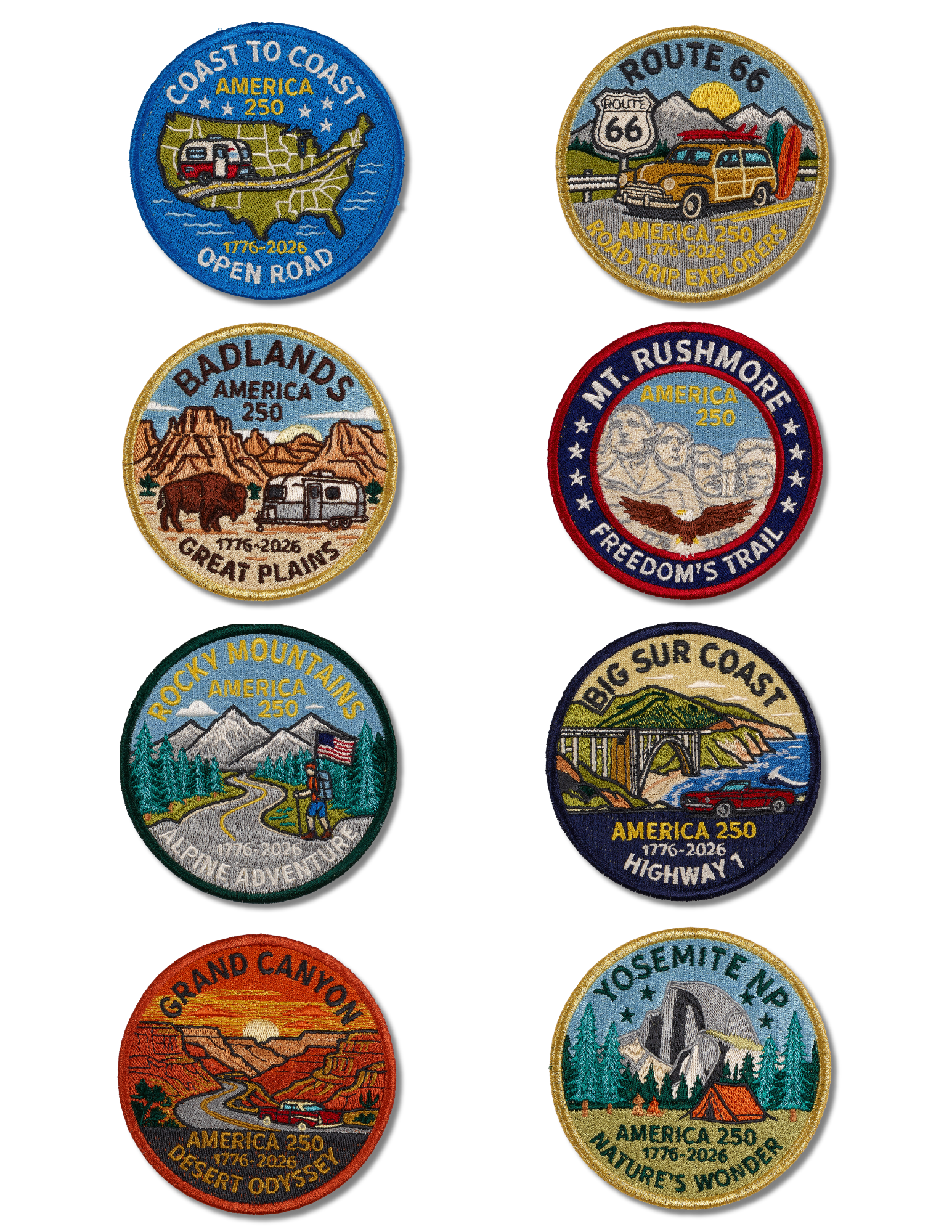 250th Anniversary-American Roadtrip Patches