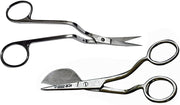 6 Inch Stainless Steel Applique Duckbill Scissors Blade with Offset Handle & 6 Inch Machine Embroidery Double Curved Scissors Bundle
