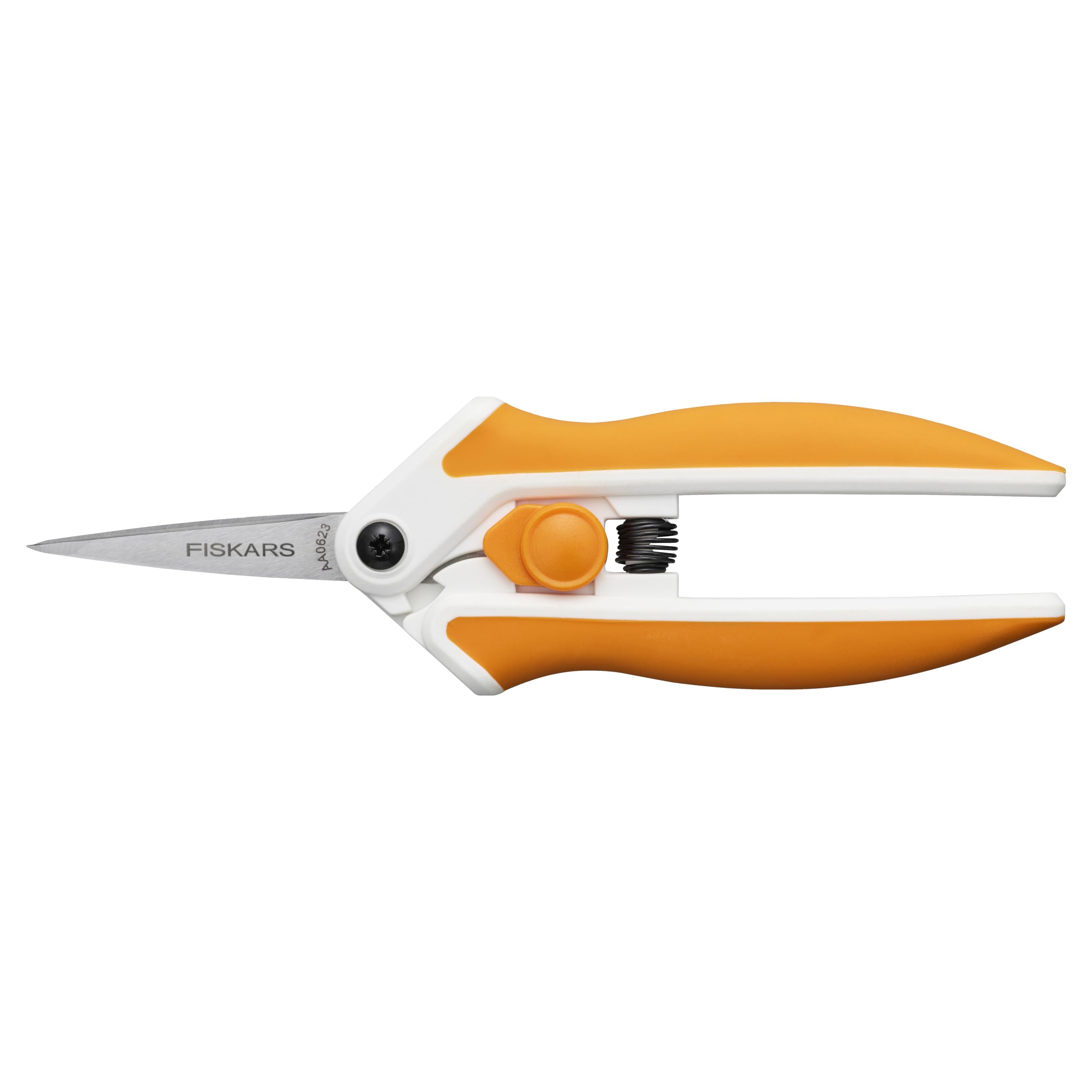 Fiskars Micro-Tip Spring Assisted Scissors, Precision Cutting Stainless Steel Blades, Comfort Handle, Cut Details in Fabric, Sewing Scissors and Arts and Crafts Tools