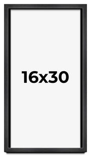 Charcoal 16x30 Shadow Box Solid Wood Display Frame with White Acid-Free Backing UV Acrylic & Hanging Hardware