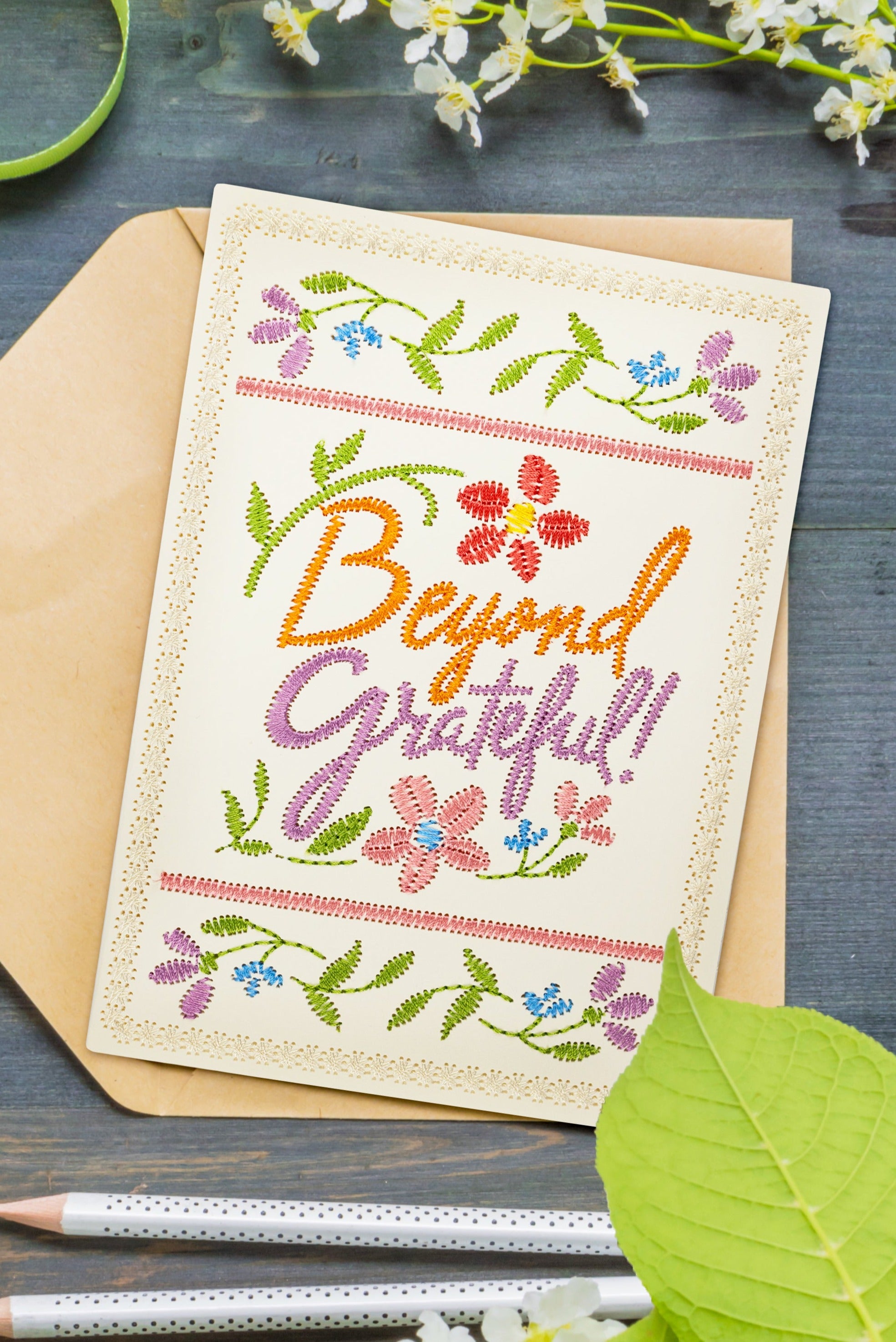 Hand Stitched Gratitude Cards