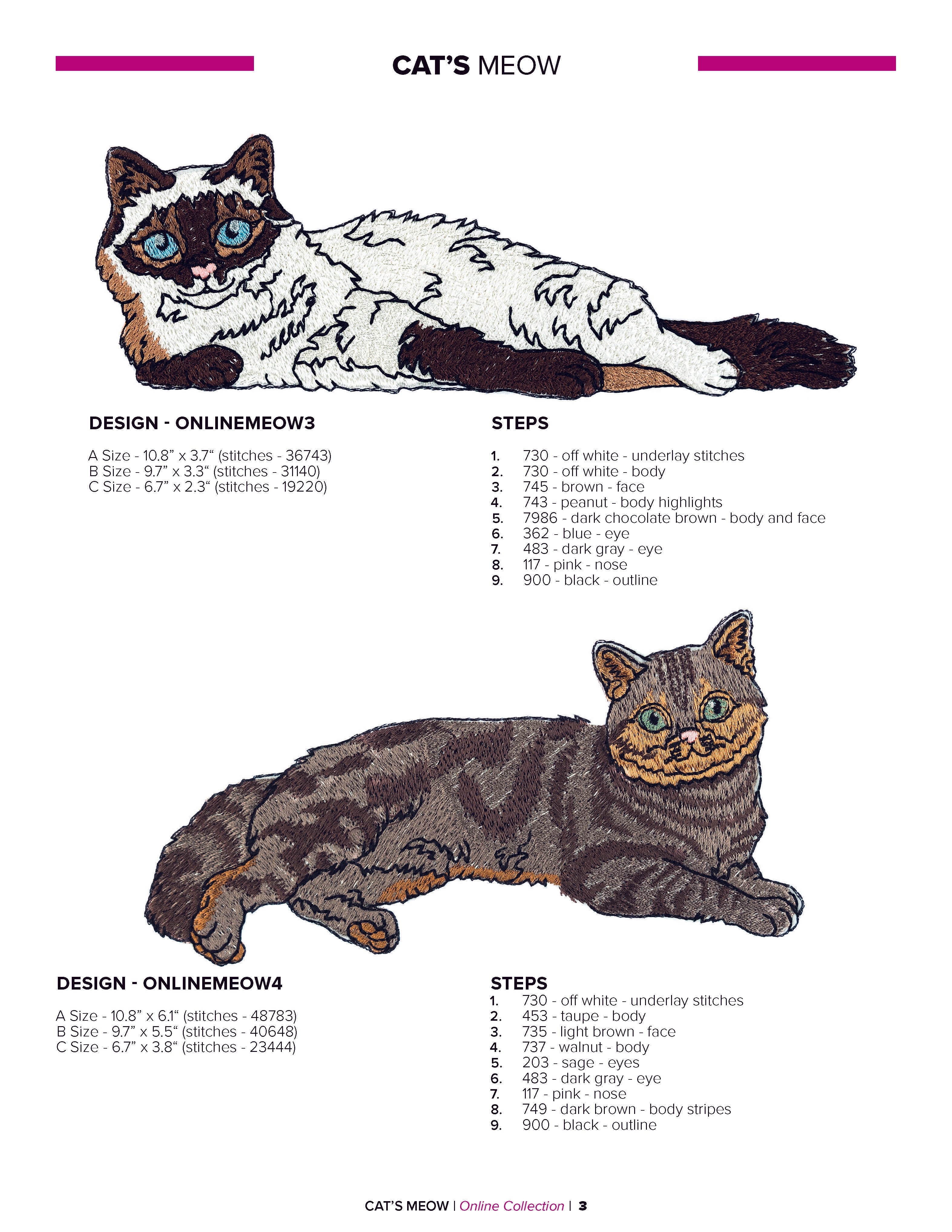 FREE cross stitch animal pattern: Cats - Cheering Studio