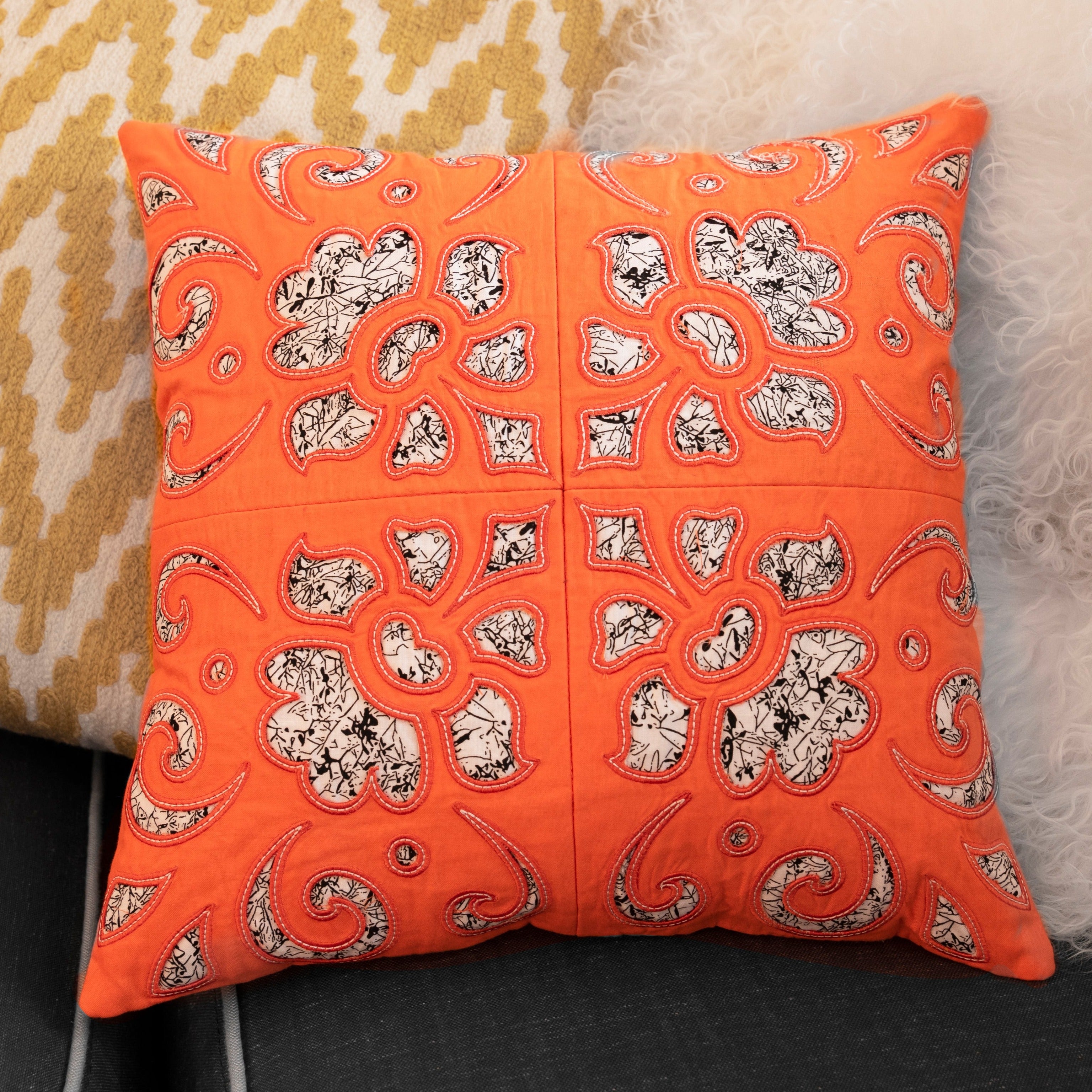 Reverse Cutwork Block Pillow