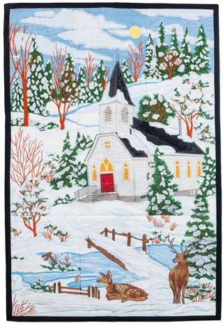 Winter Church Tile Scene
