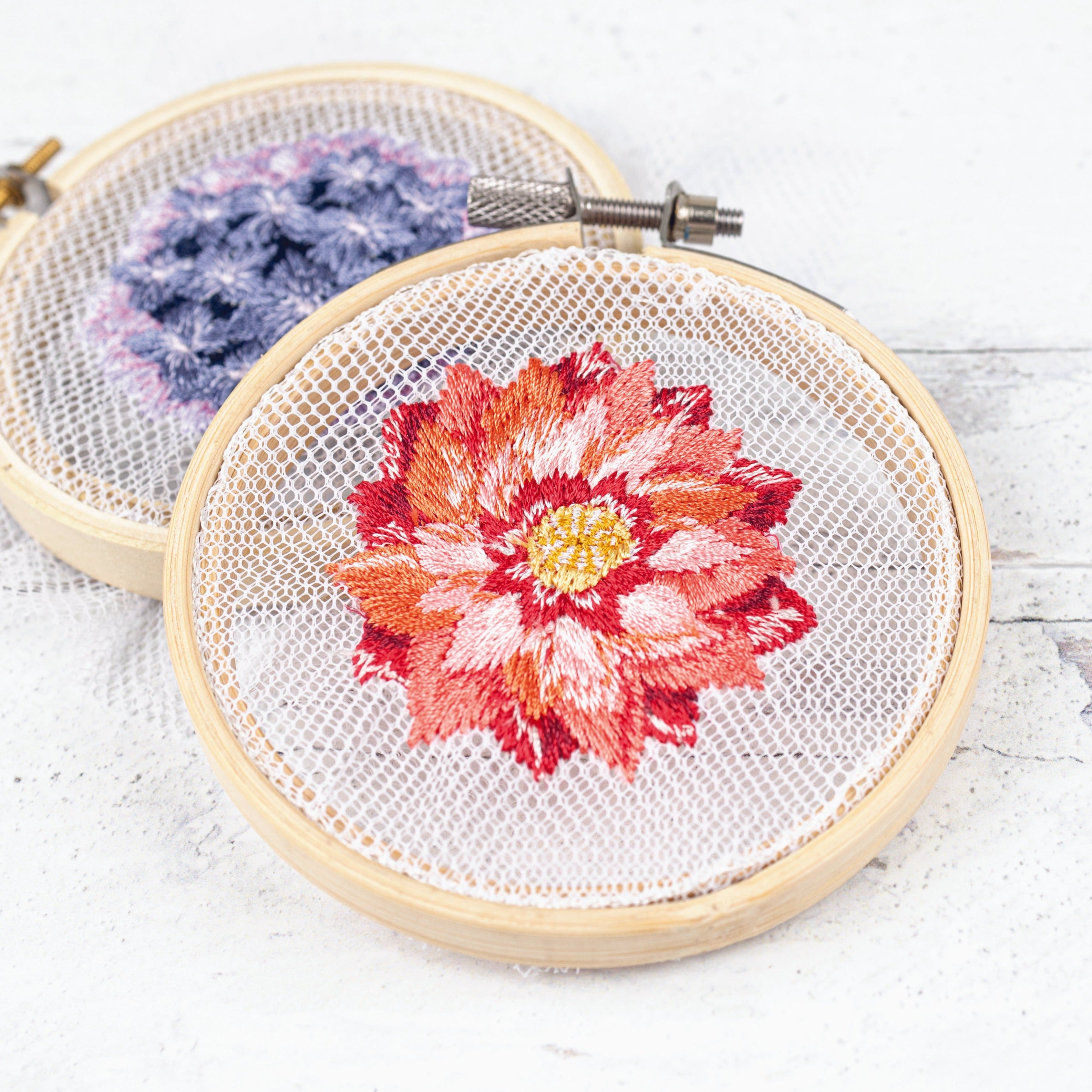 Mini Mesh Flower Hoops