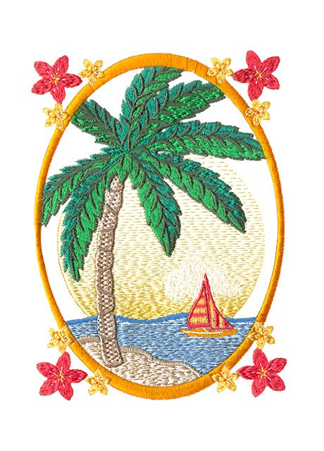 Palm Tree Beach Scene